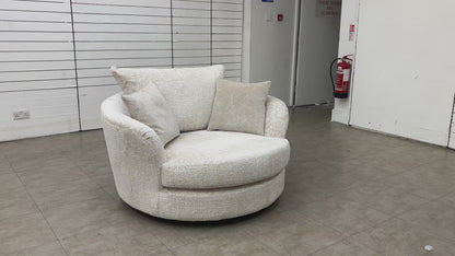 Boutique 'Pandora' Plain Ivory Fabric Large Swivel Chair