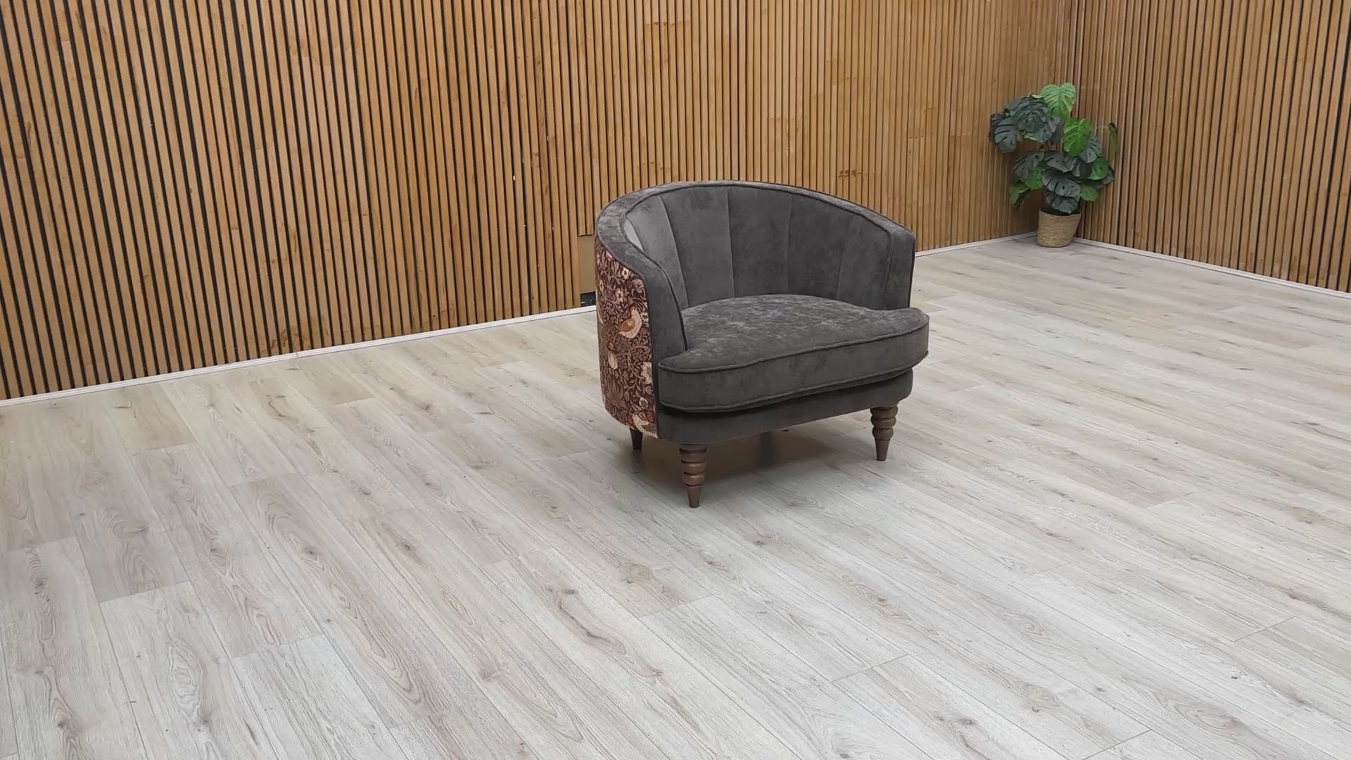 Video tour of the Talon accent chair, demonstrating its medium-firm comfort, high-quality foam filling, and classic round arm style.