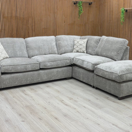 Video of size, fabric, and overall features of the ‘Rosie’ Right Hand Chaise Corner Sofa.