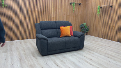 ‘Utah' Black Fabric 2 Seater Power Recliner Sofa