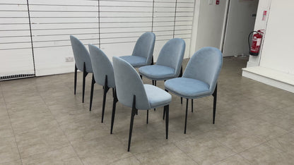 'Valent' Blue Velvet Dining Chair - Set of 6