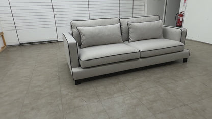 'Demure' Silver Demure Textured and Velvet 4 Seater Sofa