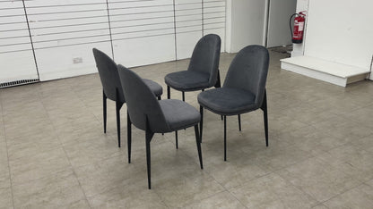 'Valent' Dark Grey Velvet Dining Chair - Set of 4