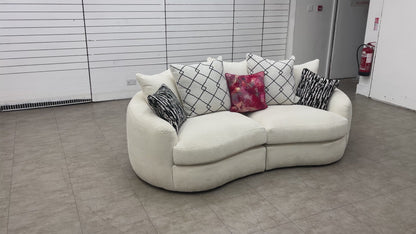 ‘Bow' Ecru Ivory Boucle 3 Seater Sofa