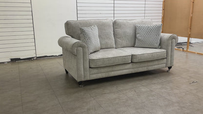 'Melody' Natural Chenille Fabric 3 Seater Sofa