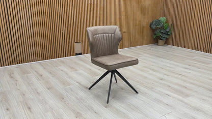 ‘Aydin' Light Brown Fabric Swivel Dining Chair