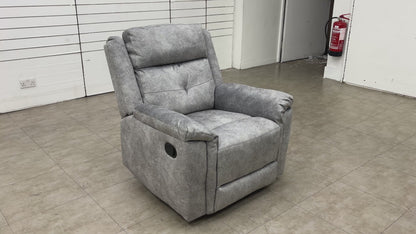 ‘Casimir’ Ashley Grey Marble Velvet Manual Recliner Armchair