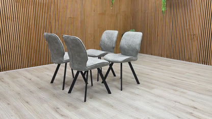 ‘Montreal’ Grey Velvet Fixed Dining Chairs - Set of 4