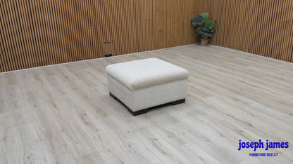 ‘Luella’ Oslo Cream Velvet Fabric Small Footstool