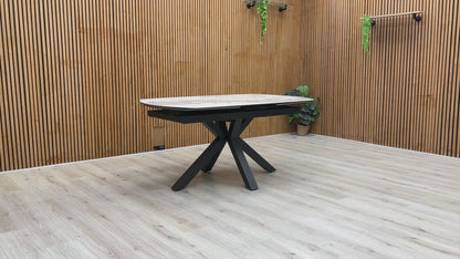 ‘Raul’ Calcatta Marble Ceramic Top 160cm Pop Up Extending Table