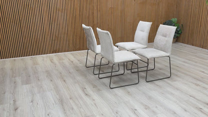 Connubia 'Maya' Syt -Enil Sand Fabric Lava Metal Leg Fixed Dining Chairs - Set of 4