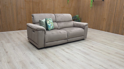 'Genius' Opulence Cedar 51014 Fabric 3 Seater Power Recliner Sofa with Power Headrests
