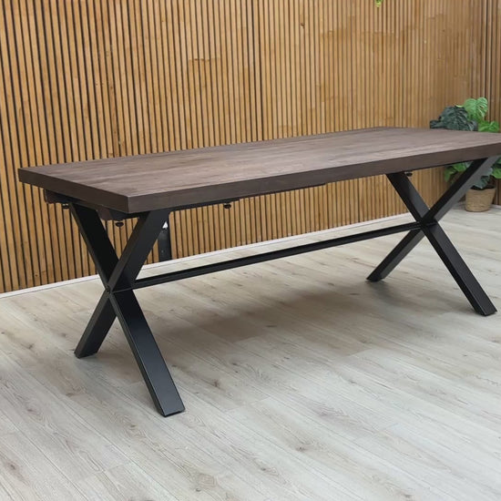 Video presentation of the Mars Fixed Dining Table, showcasing its 190cm size and industrial design.