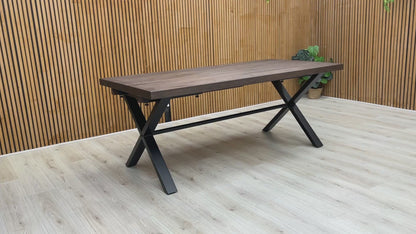 Video presentation of the Mars Fixed Dining Table, showcasing its 190cm size and industrial design.