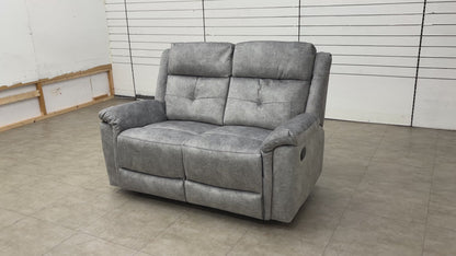 ‘Casimir’ Ashley Grey Marble Velvet Manual Recliner 2 Seater Sofa
