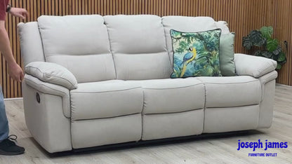 ‘Albion’ Grey Chenille Fabric 3 Seater High Back Manual Recliner Sofa