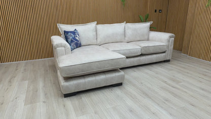 'Dolcie' Cream Combination Dolcie Combination Formal Back Left Hand Facing 3 Seat Chaise Sofa