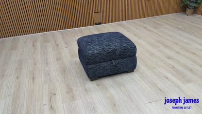 'Nova' Fab-Mga-R10 Dark Denim Blue Woven Fabric Storage Footstool