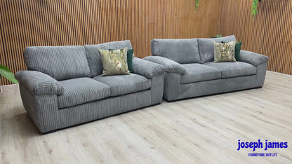 ‘Amalfi' Charcoal Grey Fabric Standard Back 3 + 2 Seater Sofa