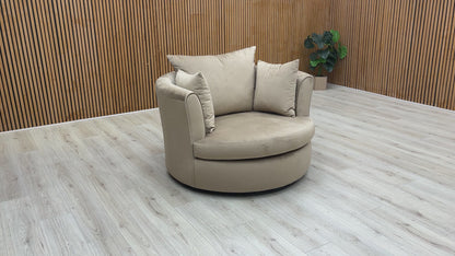 ‘Dawson’ Mink Dawson Velvet Large Swivel Chair