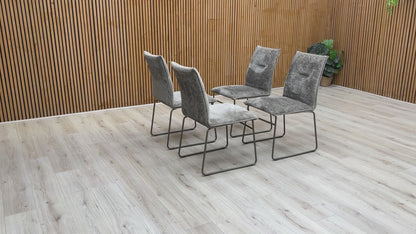 Connubia 'Maya' Syu - Enil Taupe Fabric Lava Metal Leg Fixed Dining Chairs - Set of 4