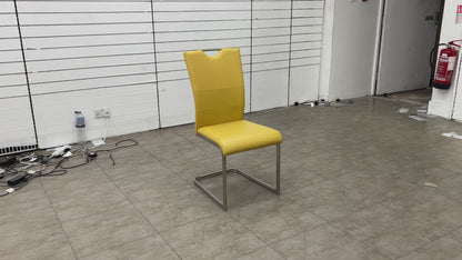 'Bianco' Yellow Faux Leather Cantilever Dining Chair