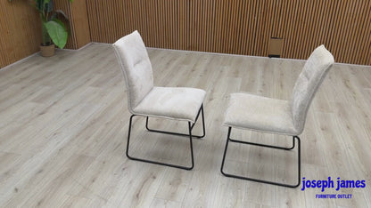 Connubia ‘Maya’ Syt-Enil Sand Beige Fabric Pair of Black Leg Dining Chairs