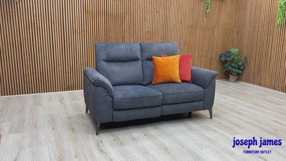 ‘Morgan’ Dexter Shadow Charcoal Grey Fabric 2 Seater Power Recliner Sofa