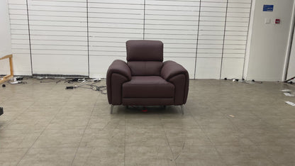 'Vino' Cat-40/30 Oslo Mulberry Leather Power Recliner Chair with Power Headrest and Heater Seat