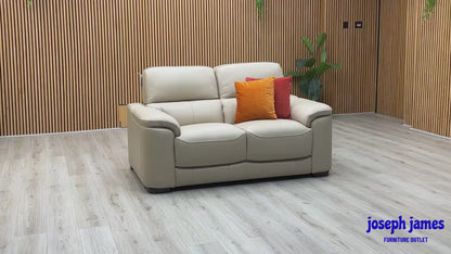 World of Leather ‘Nova’ Hw-039c Pebble Cream Leather 2 Seater Sofa