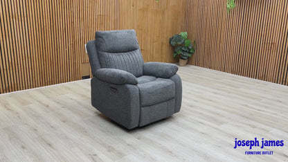 ‘Brystol' Dark Grey Woven Fabric Power Recliner Chair