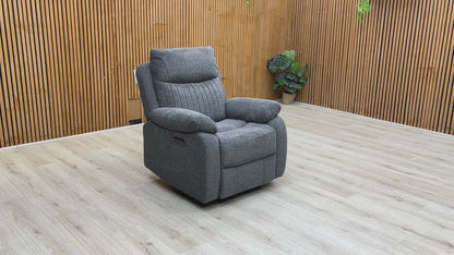 ‘Brystol' Dark Grey Woven Fabric Power Recliner Chair