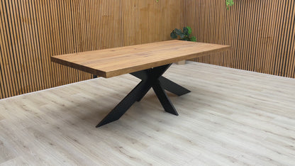 Bodahl 'Terra' 06 Old Bassano Solid Oak Straight Edge 220cm Dining Table with Metal Star Base