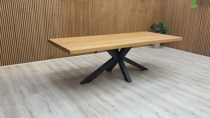 Bodahl 'Terra' 01 Oiled Solid Oak Straight Edge 240cm Dining Table with Metal Star Base