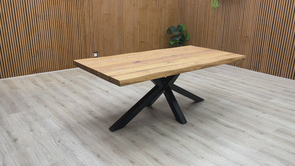 Bodahl 'Njord' 01 Oiled Solid Oak Raw Edge 200cm Dining Table with Metal Star Base
