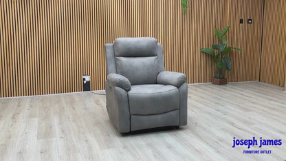 ‘Linea’ Storm Grey Microfiber Fabric Power Recliner Armchair