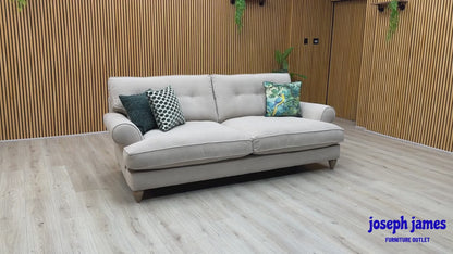 The Lounge Co. ‘Bronwyn’ Brandy Butter Grey Fabric 4 Seater Classic Back Sofa