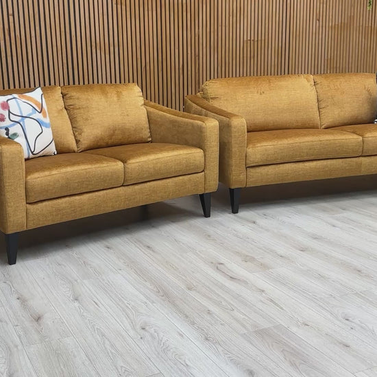 Video demonstrating the style and features of the 'Oslo' Amber Yellow Sofa Set.