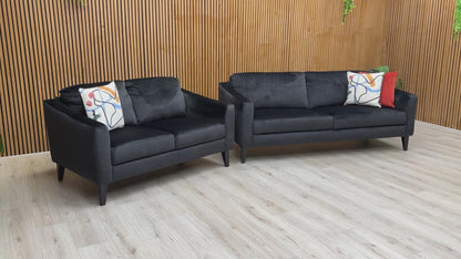 'Oslo' Black Vogue Italian Velvet 3 + 2 Seater Sofa Set
