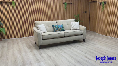 ‘Soho’ Mont Blanc Natural Velvet Fabric Classic Back 4 Seater Sofa
