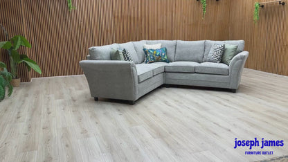 ‘Dury’ Grey Chunky Weave Fabric Standard Back Corner Group Sofa