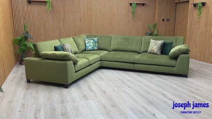 ‘Euphoria’ Olive Green Velvet 2 Corner 3 Sofa