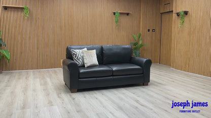 ‘Bailey' Black Leather 3 Seater Sofa