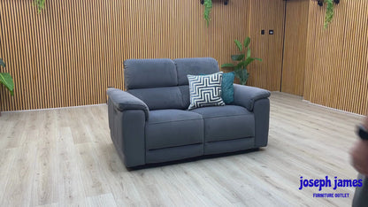 ‘Genius' Bella Iron Grey Fabric 2 Seater Power Recliner Sofa with Power Headrests