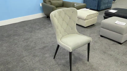 'Donnie' Grey Velvet Button Back Dining Chair
