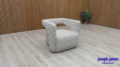 ‘Leo’ White and Bronze Patterned Fabric Accent Chair