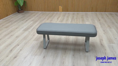 'Fumo' Light Grey Faux Leather Dining Bench