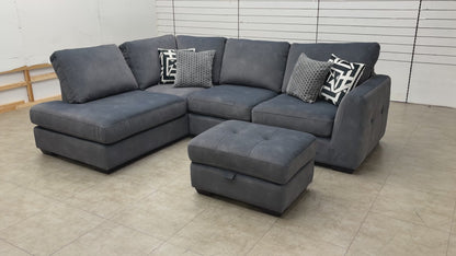 'Dinky' Dexter Shadow Velvet Corner Chaise End Sofa + Storage Footstool
