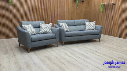 'Moderna’ Blr Marine Blue Sw Woven Fabric 2 Seater Sofa + Snuggler Chair