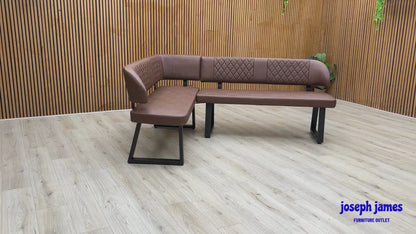 ‘Venus’ Tan Brown Faux Leather Left Hand Facing Corner Bench